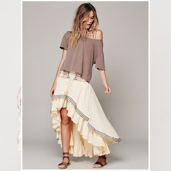 Free People !!RARE!! Rises In the East High Low Maxi Skirt - Picture 3 of 14